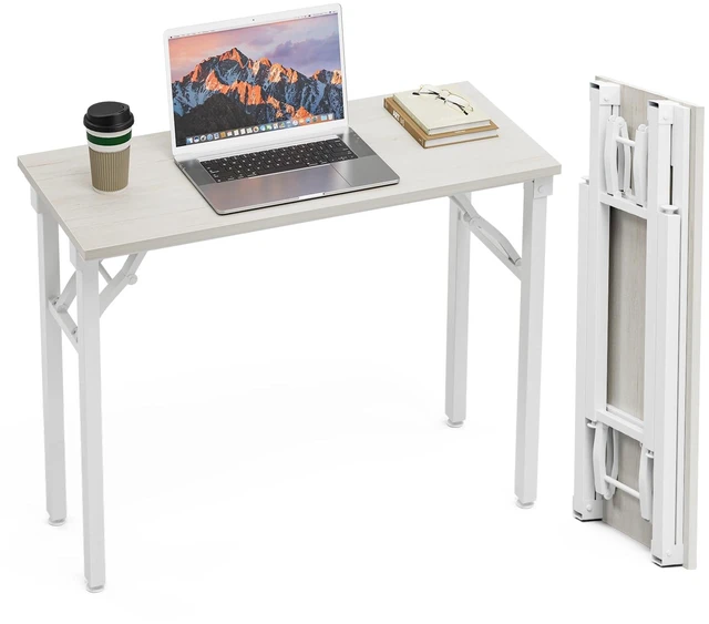 Main image of Small Computer Desk Folding Table - 35.8" Foldable Office Desk, No Assembly, Perfect for Small Spaces in Bedroom, Dorm, or Apartment, Portable Mini Desk or Study Table Compact Design, White Ash