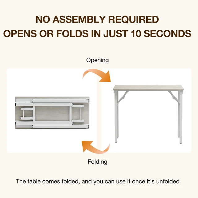 Alt view image 3 of 7 - Small Computer Desk Folding Table - 35.8" Foldable Office Desk, No Assembly, Perfect for Small Spaces in Bedroom, Dorm, or Apartment, Portable Mini Desk or Study Table Compact Design, White Ash
