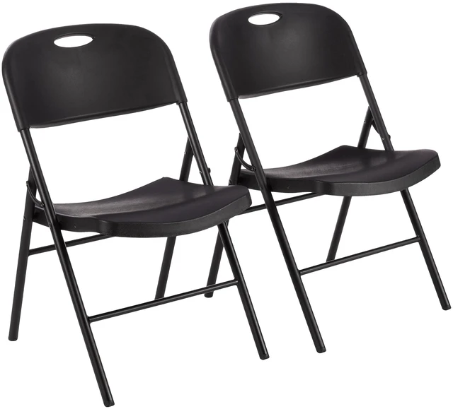 Main image of Portable Folding Plastic Chair, Events Seating, Easy to Store, 350-Pound Capacity, Black, 2-Pack