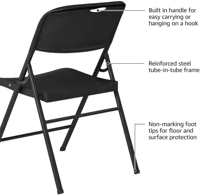 Alt view image 3 of 3 - Portable Folding Plastic Chair, Events Seating, Easy to Store, 350-Pound Capacity, Black, 2-Pack