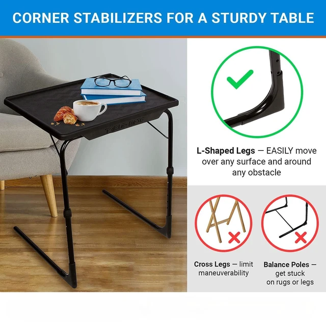 Alt view image 2 of 7 - TV Tray Table | Portable Desk Folding Dinner Tray, Couch Table Trays for Eating Snack Food, Portable Laptop Desk, Bed Trays for Eating | Adjustable TV Trays with 3 Angles and Cup Holder