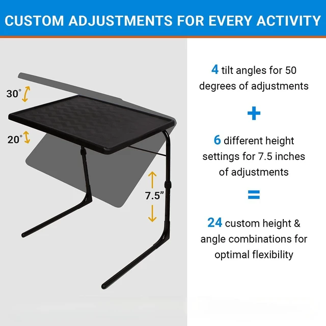 Alt view image 5 of 7 - TV Tray Table | Portable Desk Folding Dinner Tray, Couch Table Trays for Eating Snack Food, Portable Laptop Desk, Bed Trays for Eating | Adjustable TV Trays with 3 Angles and Cup Holder