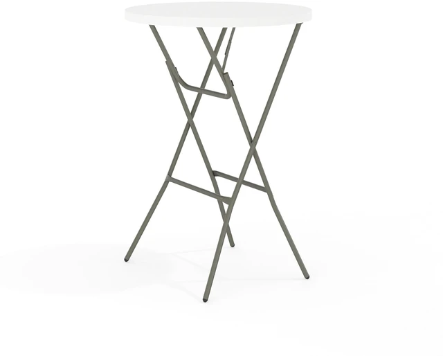Main image of 2.6-Foot Round Granite White Plastic Folding Table | Lightweight, Easy Storage, Commercial Grade