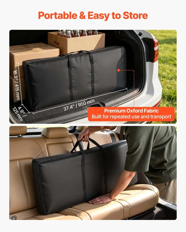 Alt view image 6 of 7 - Folding Portable Bar Table, 38.6 x 15.2 x 34.3 in, with Carry Bag, Storage Shelf, and Detachable Skirt, Quick and Easy Setup, Foldable Mobile Bartending Station for Events, Party, Tradeshow