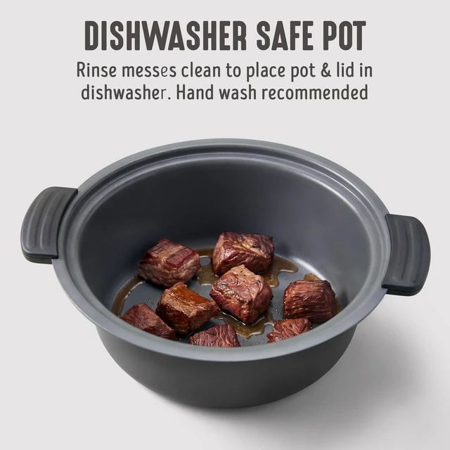 Alt view image 6 of 7 - 8QT Ceramic Nonstick Slow Cooker, Cooktop/Oven Safe, White | PFAS-Free Nonstick Removeable Inner Pot, Dishwasher Safe Components, Programmable, Keep Warm, Delay Timer, Extra Large