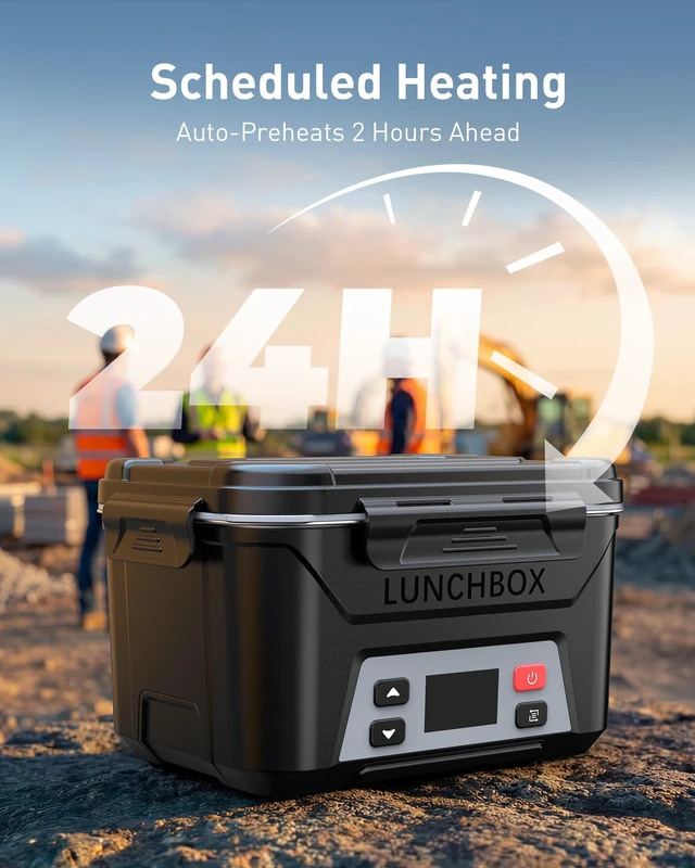 Alt view image 3 of 6 - 5.5-Cup Heated Lunch Box Cordless for Men with Scheduled Heating | Cordless Electric Lunch Box, 2H Heat+1H Keep-Warm, Mealtime Setting, Daily Memory, 220°F Max, Leak-Proof, Full Kit