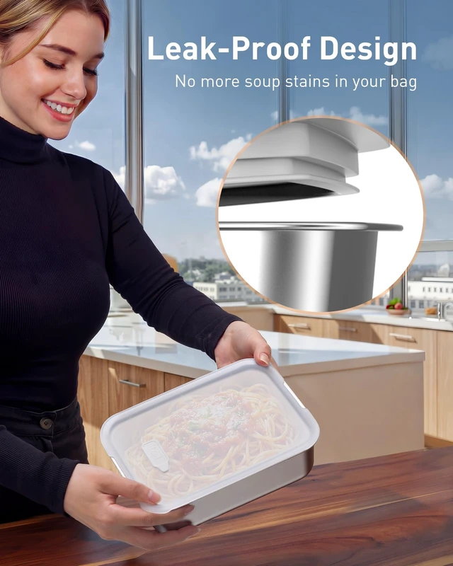 Alt view image 6 of 6 - 5.5-Cup Heated Lunch Box Cordless for Men with Scheduled Heating | Cordless Electric Lunch Box, 2H Heat+1H Keep-Warm, Mealtime Setting, Daily Memory, 220°F Max, Leak-Proof, Full Kit