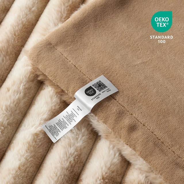 Alt view image 6 of 7 - Faux Fur Throw Blanket for Couch, Cozy Warm Plush Striped Blanket for Sofa Bedroom Living Room, 108 * 90 Inches Tie-dye Khaki