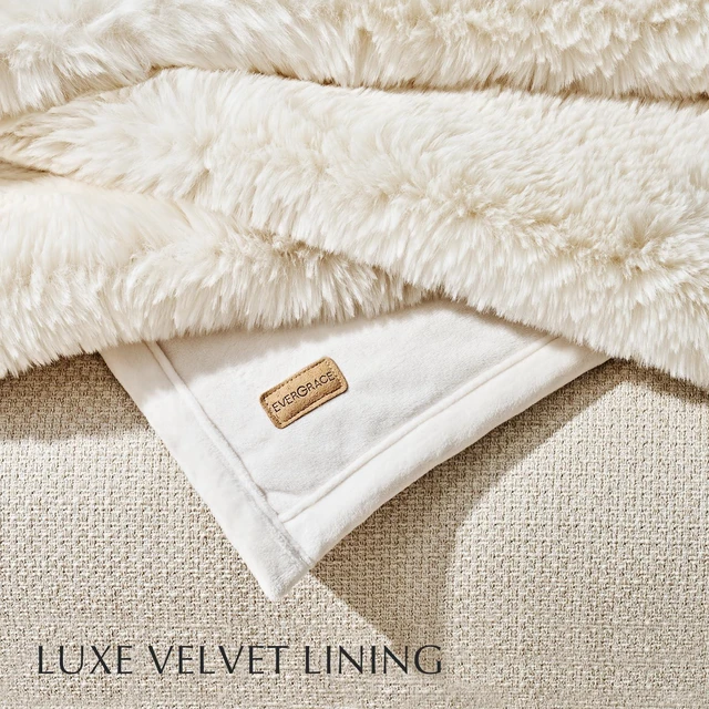 Alt view image 7 of 7 - Faux Chinchilla Fur Throw Blanket, 50"x60", Arctic White | Luxury, Super Soft, 1220GSM, Fluffy Cozy Mink, Reversible Velvet Back, Warm Thick Heavy Winter Throw for Couch Bed, Gift