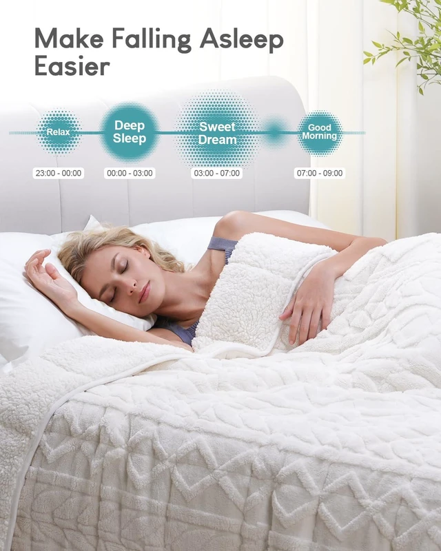 Alt view image 2 of 7 - Jacquard Weighted Blanket 15lbs for Adults Queen Size 60x80 in | Ultra Soft Cozy Sherpa Fleece Weighted Blankets for Sleep Calm Relax, Fuzzy Warm bed Sofa Heavy Blankets Throw, Cream White