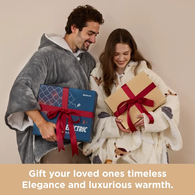 Alt view image 7 of 7 - Wearable Heated Blanket Hoodie Shawl, Gifts for Mom, 55"x64" Cream | Preheat Function, Warm Sherpa Electric Blanket Throw Poncho, 6 Heat/6 Timer (Up to 10H) Settings, 8H Auto Shut Off, ETL/FCC