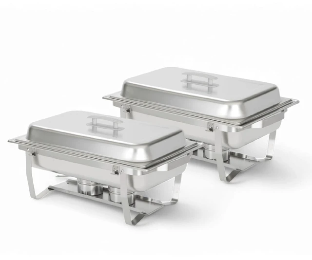 Main image of 70012-Gray 2 Pack 8QT Chafing Dish High Grade Stainless Steel Chafer Complete Set, 8 Qt, Alpine Gray Handle
