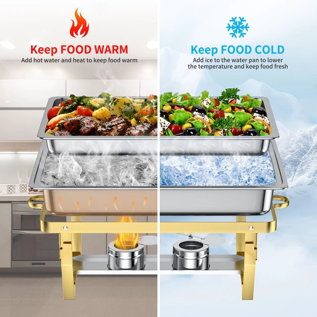 Alt view image 2 of 6 - Chafing Dishes for Buffet Set: Chafers for Catering with Lids | 4 Pack Food Warmers Sets Makes Setup Easy for Weddings, Parties, Catering Events, and Buffet Serving