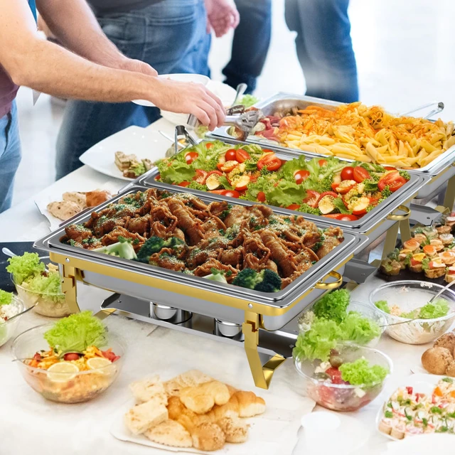 Alt view image 3 of 6 - Chafing Dishes for Buffet Set: Chafers for Catering with Lids | 4 Pack Food Warmers Sets Makes Setup Easy for Weddings, Parties, Catering Events, and Buffet Serving