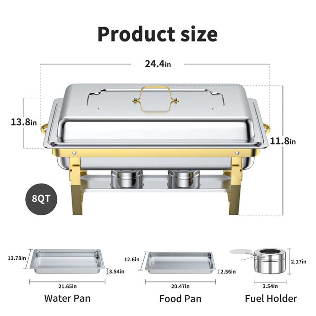 Alt view image 4 of 6 - Chafing Dishes for Buffet Set: Chafers for Catering with Lids | 4 Pack Food Warmers Sets Makes Setup Easy for Weddings, Parties, Catering Events, and Buffet Serving