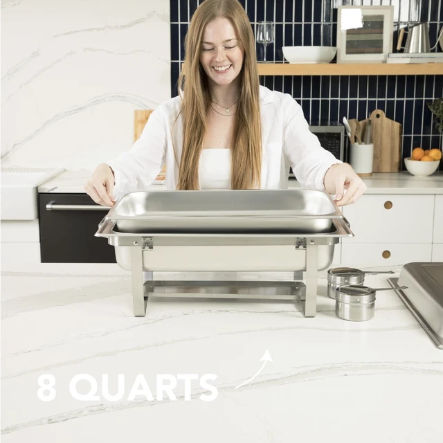 Alt view image 2 of 7 - 70012-Gray 2 Pack 8QT Chafing Dish High Grade Stainless Steel Chafer Complete Set, 8 Qt, Alpine Gray Handle