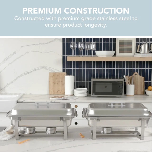 Alt view image 3 of 7 - 70012-Gray 2 Pack 8QT Chafing Dish High Grade Stainless Steel Chafer Complete Set, 8 Qt, Alpine Gray Handle