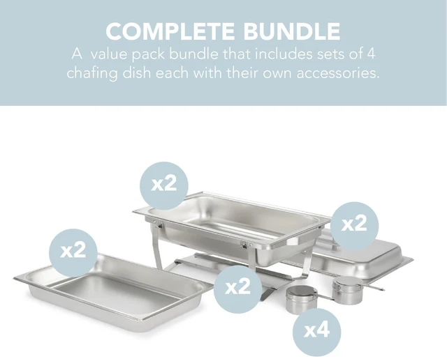 Alt view image 5 of 7 - 70012-Gray 2 Pack 8QT Chafing Dish High Grade Stainless Steel Chafer Complete Set, 8 Qt, Alpine Gray Handle