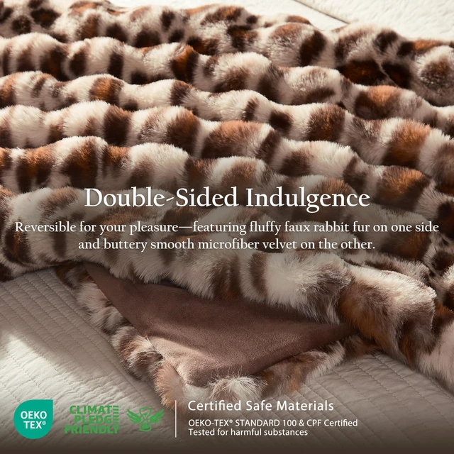 Alt view image 2 of 7 - Cheetah Leopard Print Bubble Throw Blanket, Luxury Faux Rabbit Fur Mink Plush Throw for Couch, Sofa and Bed, Soft Fluffy Fuzzy Cozy Blanket for Women, Thick and Warm, 60x80 inches, 950 GSM