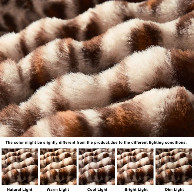 Alt view image 3 of 7 - Cheetah Leopard Print Bubble Throw Blanket, Luxury Faux Rabbit Fur Mink Plush Throw for Couch, Sofa and Bed, Soft Fluffy Fuzzy Cozy Blanket for Women, Thick and Warm, 60x80 inches, 950 GSM