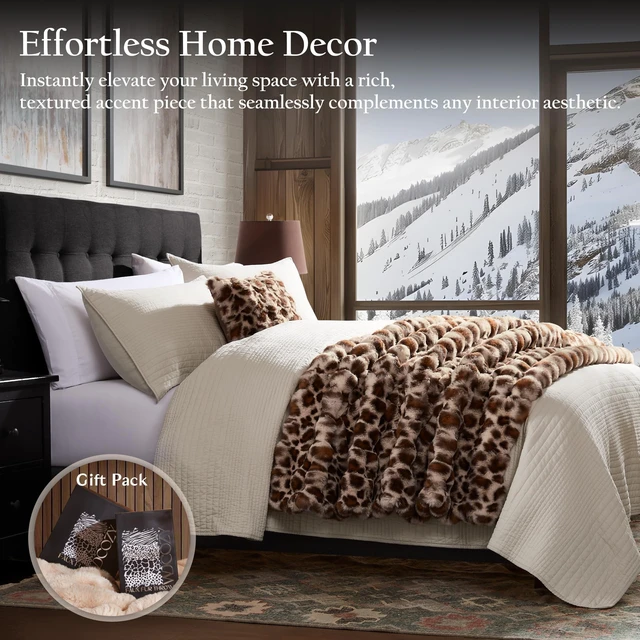 Alt view image 6 of 7 - Cheetah Leopard Print Bubble Throw Blanket, Luxury Faux Rabbit Fur Mink Plush Throw for Couch, Sofa and Bed, Soft Fluffy Fuzzy Cozy Blanket for Women, Thick and Warm, 60x80 inches, 950 GSM