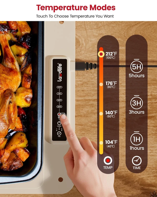 Alt view image 3 of 7 - Extra Large Food Warming Mat, XXL 36"x16" Full-Surface Heating | 4 Temps Settings, Roll-Up Electric Tray for Countertop, Food Warmer for Buffet, Parties & Gatherings, Beige