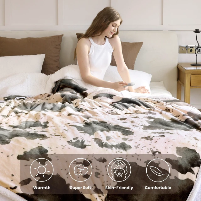 Alt view image 3 of 7 - Heated Blanket King Blanket - Fast Heating Electric Blanket, Soft Heated Throw with 4 Time Settings,10 Heating Settings, Warm Gifts for Women Mom Grandma(90" x 100" Light Coral)