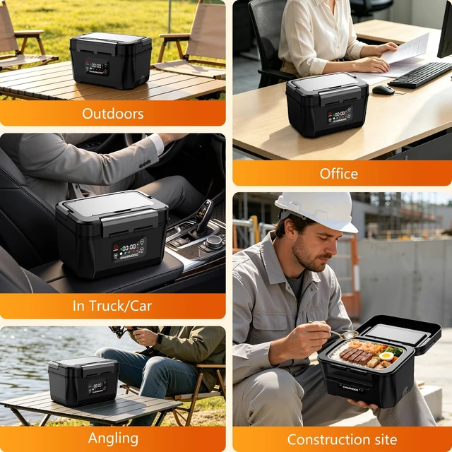 Alt view image 5 of 7 - Cordless Electric Lunch Box for Adults, 24000mAh Rechargeable Food Warmer | Battery Powered Self Heating LunchBox, Smart Heated Food Heater Portable for Office, Car, Outdoor, Work, Travel, Men