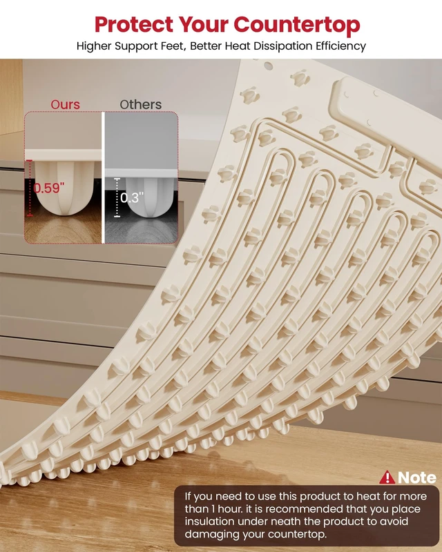 Alt view image 6 of 7 - Extra Large Food Warming Mat, XXL 36"x16" Full-Surface Heating | 4 Temps Settings, Roll-Up Electric Tray for Countertop, Food Warmer for Buffet, Parties & Gatherings, Beige