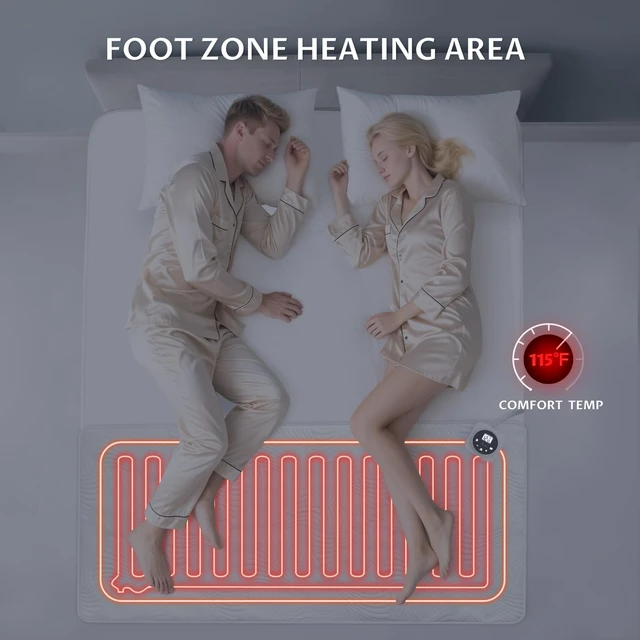 Alt view image 2 of 7 - Heated Mattress Pad Foot King, 3D Air Fabric, Preheat & Memory for Winter | Electric Foot Warmer, 12 Heat Settings, Single Control, 1-12 Hour Auto-Off, Lighted Buttons, Machine Washable, 24 x 78 in