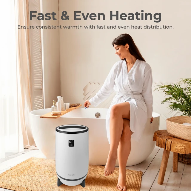 Alt view image 5 of 6 - Towel Warmer Bucket Style Portable Blanket Heater for Spa and Bathroom, Large Capacity, Customizable Fragrance, Auto Shut-Off, Fits 2 Large Towels or Blankets, One-Touch Control, Black