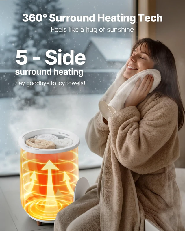 Alt view image 3 of 7 - Towel Warmers for Bathroom, Towel Warmer Bucket Auto Shut Off for Spa Fits up to 3 Oversized Towels, Blankets, Clothes, Bathrobes, PJ's and More