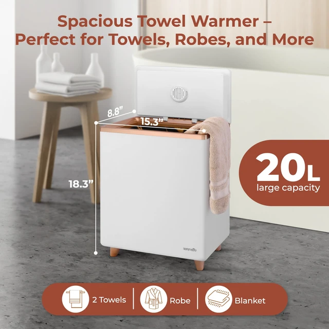 Alt view image 3 of 6 - WIFI Luxury Rectangle Towel Warmer - Spa & Bathroom Towel Heater with Custom Fragrance, Auto Shut-Off, Fits 2 large Towels, Blankets, Bathrobes, PJ's - Perfect Gift for Him & Her