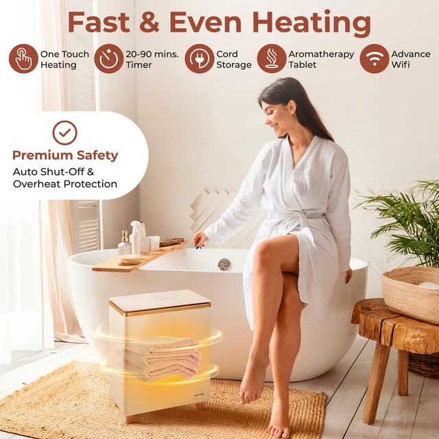 Alt view image 5 of 6 - WIFI Luxury Rectangle Towel Warmer - Spa & Bathroom Towel Heater with Custom Fragrance, Auto Shut-Off, Fits 2 large Towels, Blankets, Bathrobes, PJ's - Perfect Gift for Him & Her