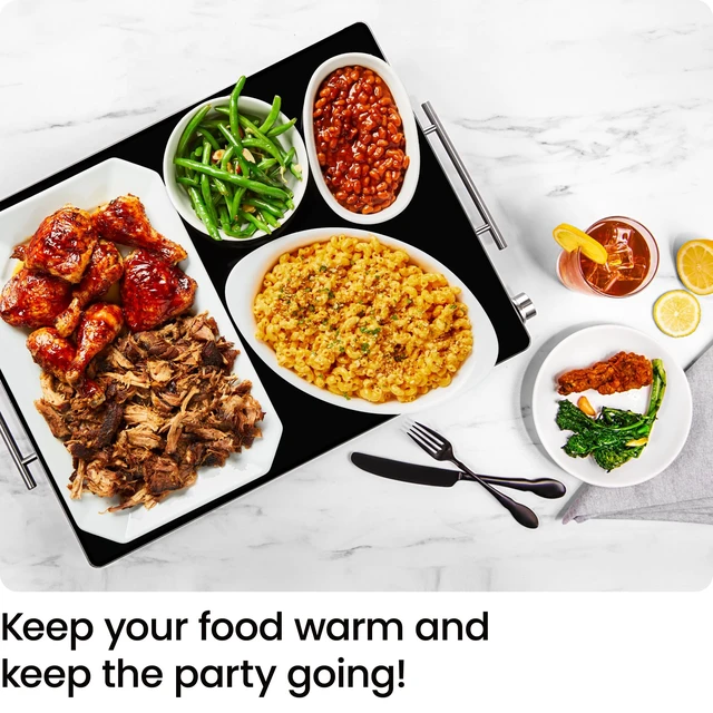 Alt view image 2 of 7 - Electric Warming Tray with Adjustable Temperature Control, Perfect For Buffets, Restaurants, Parties, Events, and Home Dinners, Glass Top Extra Large 21 x 16 Surface Keeps Food Hot Black
