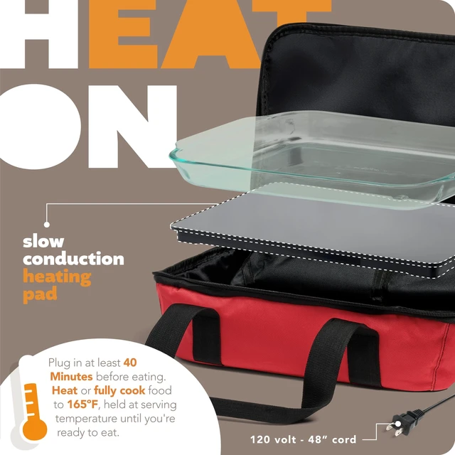 Alt view image 2 of 7 - Max Large Portable Electric Food Heater - Innovative Food Warmer and Heated Lunch Box for Adults Car/Home - Easily Cook, Reheat, and Keep Your Food Warm - RED - 120V