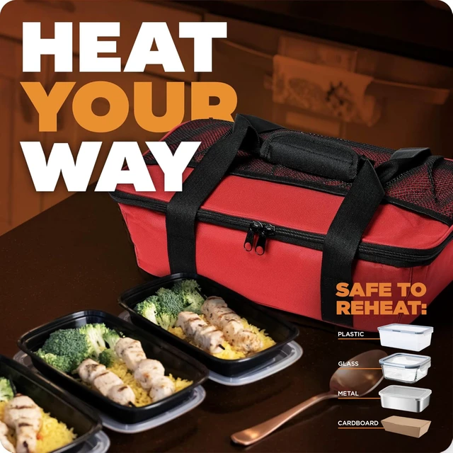 Alt view image 5 of 7 - Max Large Portable Electric Food Heater - Innovative Food Warmer and Heated Lunch Box for Adults Car/Home - Easily Cook, Reheat, and Keep Your Food Warm - RED - 120V