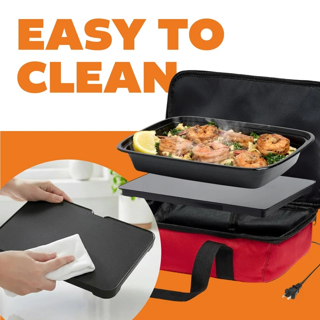 Alt view image 4 of 7 - Max Large Portable Electric Food Heater - Innovative Food Warmer and Heated Lunch Box for Adults Car/Home - Easily Cook, Reheat, and Keep Your Food Warm - RED - 120V
