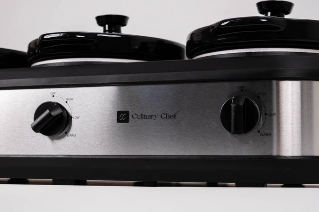 Alt view image 6 of 6 - Triple Slow Cooker, Buffet Server 2.5qt x 3 Pot, Food Warmer Stainless