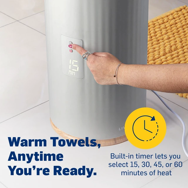 Alt view image 3 of 7 - Towel Warmer | Bucket Style Luxury Heater with LED Display, Adjustable Timer, Auto Shut-Off | Fits 40 x 70 Oversized Towel