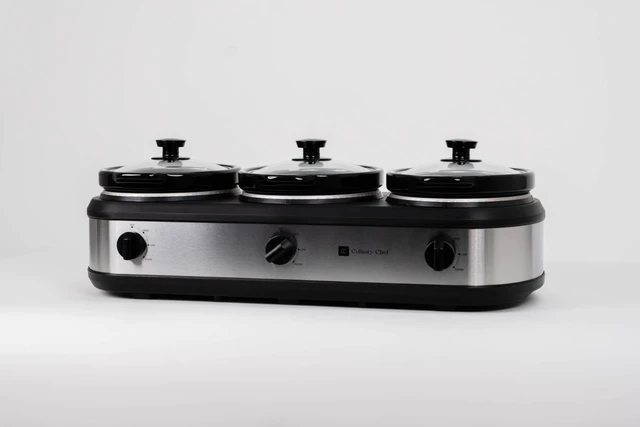 Alt view image 5 of 6 - Triple Slow Cooker, Buffet Server 2.5qt x 3 Pot, Food Warmer Stainless