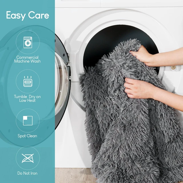 Alt view image 6 of 7 - Faux Fur Reversible Sherpa Weighted Blanket 15lbs,Luxury Snugly Long Fur Warm Heavy Blanket 60x80 inches,Super Soft Fuzzy Fleece Blanket for Cold Days,Gray