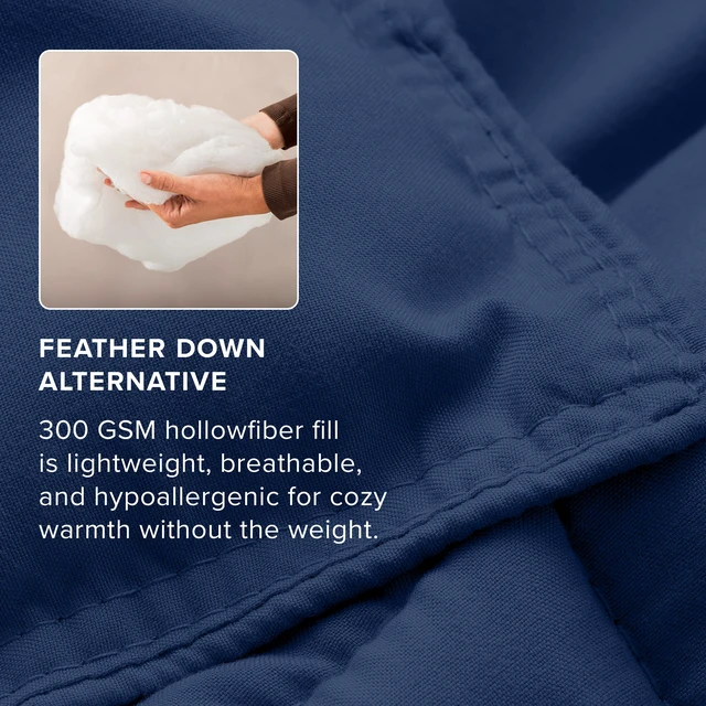Alt view image 6 of 7 - Queen Comforter Set - 1800 Ultra Soft (Queen, Dark Blue) | All-Season, Breathable, Hypoallergenic, Premium 1800, Warm, Cozy