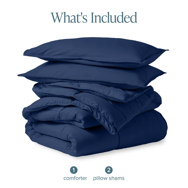 Alt view image 7 of 7 - Queen Comforter Set - 1800 Ultra Soft (Queen, Dark Blue) | All-Season, Breathable, Hypoallergenic, Premium 1800, Warm, Cozy