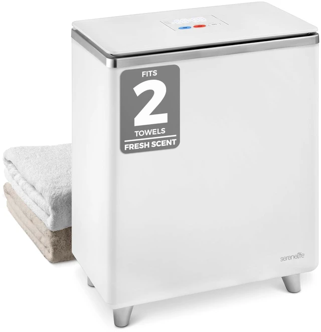 Main image of Luxury Rectangle Towel Warmer - Spa & Bathroom Heater with Custom Fragrance, Auto Shut-Off, Fits 2 large Towels, Blankets, Bathrobes, PJ's - Perfect Gift for Him & Her (Silver)
