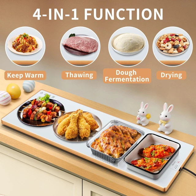 Alt view image 5 of 7 - Electric Warming Tray,Extralong 40"x12",Tempered Glass Warming Mat for Food | Keep Food Warm,Food Warmers For Parties Buffet Daily Gatherings,Temperature Adjustable,With Thermostat