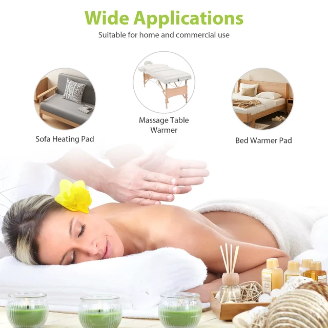 Alt view image 6 of 7 - Massage Table Warmer Heating Pad Professional SPA Massage Bed Warmer Pads | with 2-4-8-12 Hour Timer, 9 Heat Setting, Overheat Protection, Thickened & Soft Fleece for Massage Bed & Spa, 30" x 71"