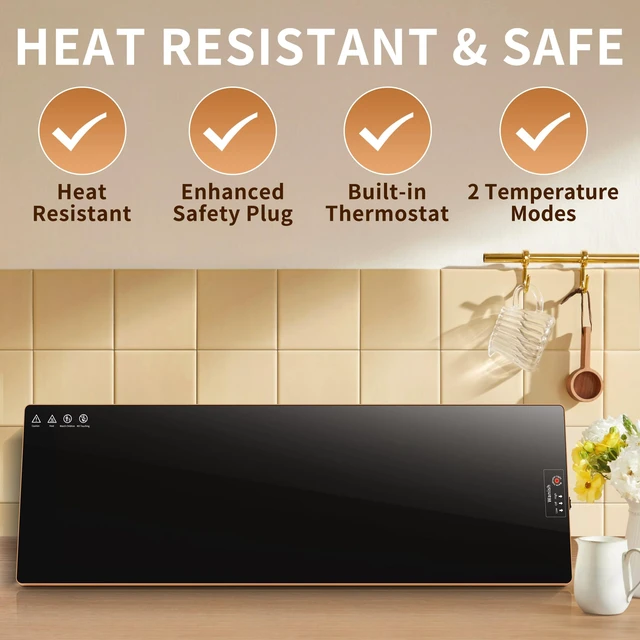 Alt view image 7 of 7 - Electric Warming Tray,Extralong 40"x12",Tempered Glass Warming Mat for Food | Keep Food Warm,Food Warmers For Parties Buffet Daily Gatherings,Temperature Adjustable,With Thermostat