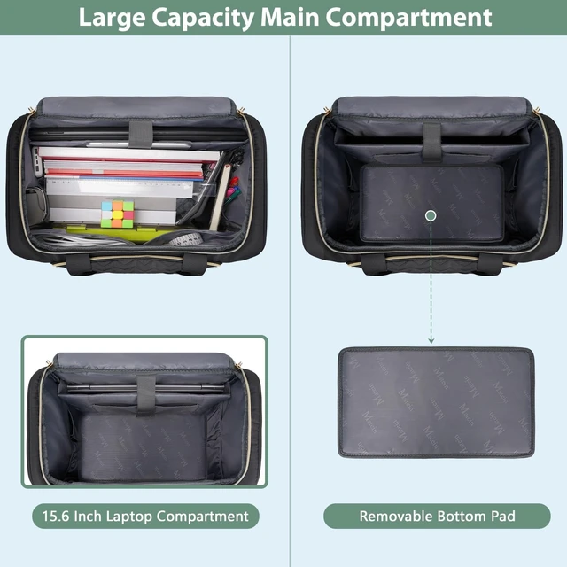Alt view image 5 of 7 - Rolling Laptop Bag for Women, 15.6 Inch Teacher Tote Bag with Wheels | Detachable Cart, with Insulated Lunch Box, Computer Bag, Rolling Briefcase for Nurse Work Business Office