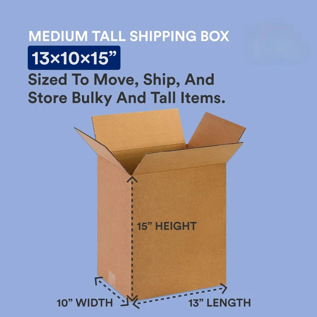 Alt view image 2 of 4 - Shipping Boxes 13"L x 10"W x 15"H, 25-Pack Small Corrugated Cardboard Box for Shipping, Packaging, Moving, Storage Box for Home or Business, Strong Wholesale Bulk Boxes